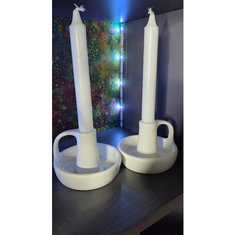 Pair Ikea Candle Holders White